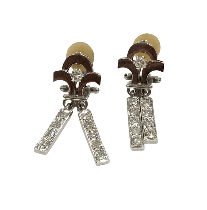 Boucles d'oreilles Boucles d'oreilles or blanc et diamants année 1960 58 Facettes