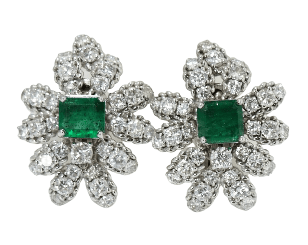 Boucles d'oreilles Boucles d'oreilles émeraudes et diamants 58 Facettes 30089