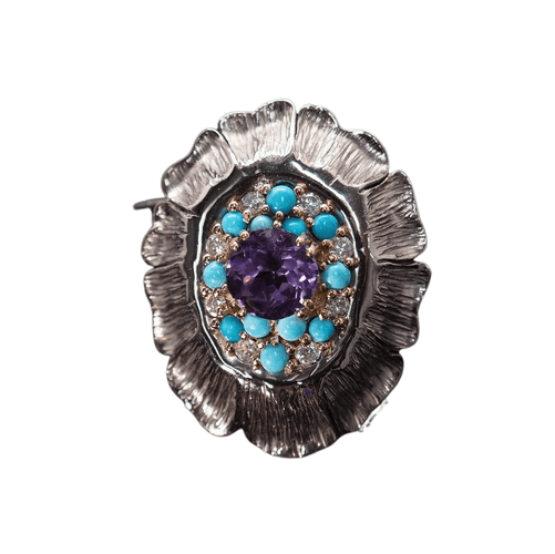 Bague 60 Bague Améthyste Turquoise Diamants 58 Facettes 20762