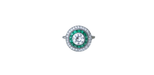 Ring 53.5 Halo target ring White gold Platinum Diamond Emeralds 58 Facettes
