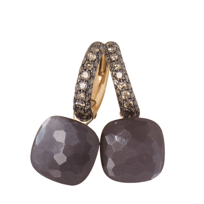 Boucles d'oreilles Boucles d'oreilles Pomellato pierre de Lune & diamants bruns 58 Facettes 32024