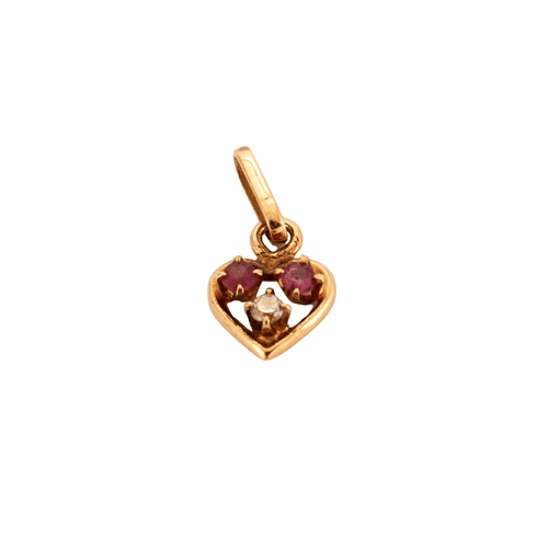 Pendentif Pendentif coeur or rose 18 carats rubis et diamants 58 Facettes