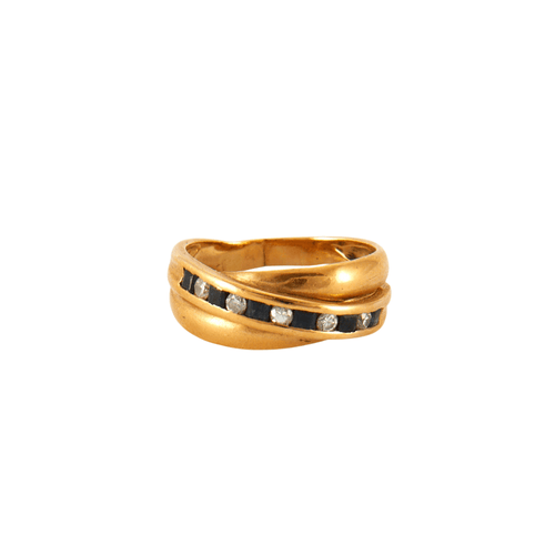 Bague 51 Bague en Or jaune, diamants & saphirs 58 Facettes