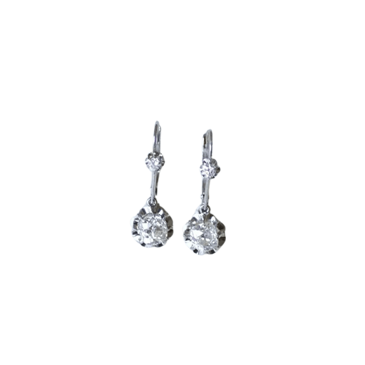 Boucles d'oreilles Boucles d'oreilles Dormeuses diamants 1.20 Carats, or blanc 58 Facettes