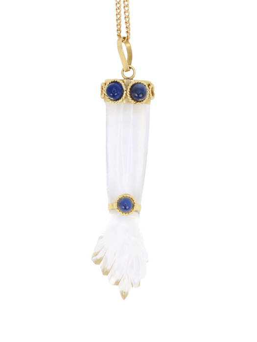 Pendentif Pendentif vintage Main de Figa or cristal de roche et lapis-lazuli 58 Facettes 814