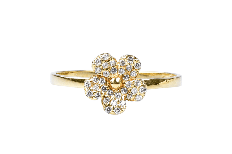 Bague 59 Bague fleur en or jaune 58 Facettes 111-180593-48