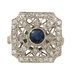 Ring Art Deco Ring, Platinum, sapphire and diamonds 58 Facettes 6165c