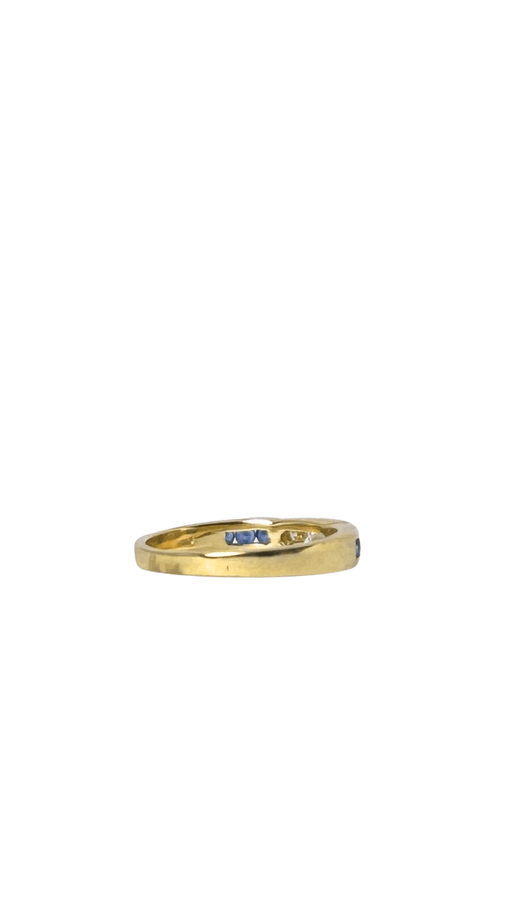 Bague 56.5 Bague d'occasion en or jaune 14 carats avec diamants et saphirs bleus 58 Facettes 2310018