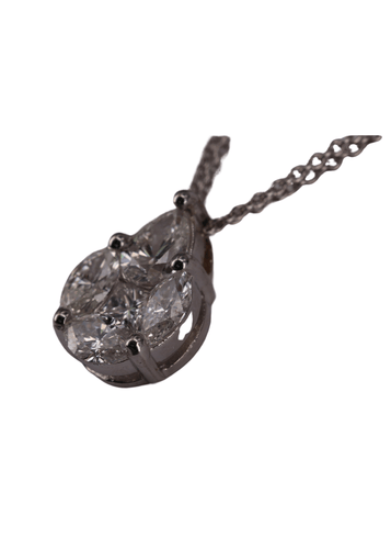Collier Pendentif illusion diamants poires or blanc 58 Facettes 3319