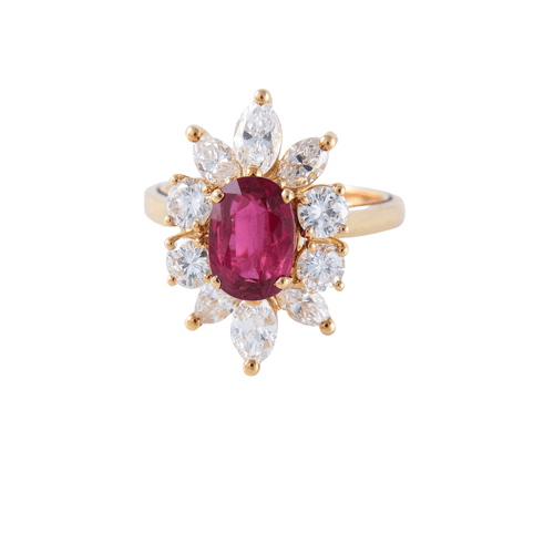 Bague 55 Bague Marguerite Rubis Diamants 58 Facettes