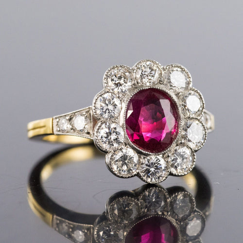 Bague 55 Bague rubis entourage diamants 58 Facettes CQ596-51