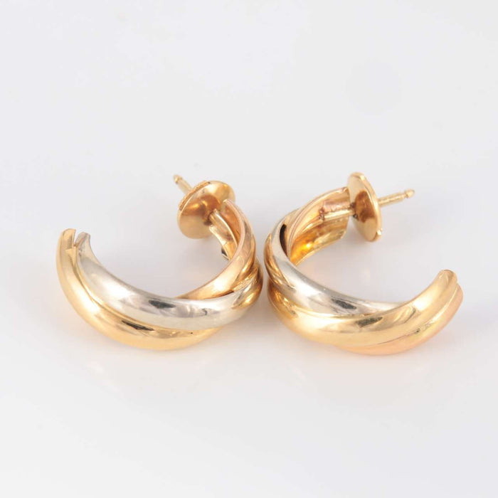 Boucles d'oreilles Demi-créoles Trois ors 58 Facettes 1