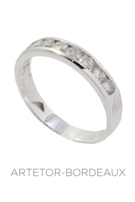 Rail-set diamond half-wedding ring