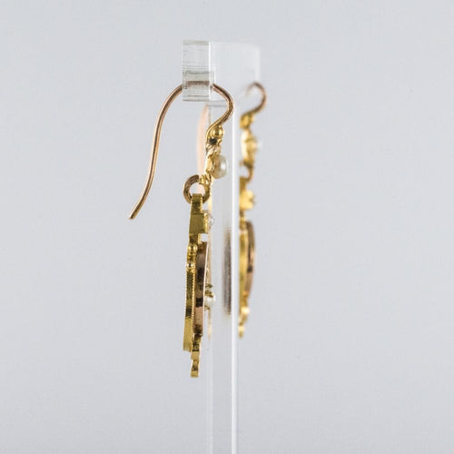 Boucles d'oreilles Boucles d'oreilles anciennes or rose perles fines 58 Facettes 19-577