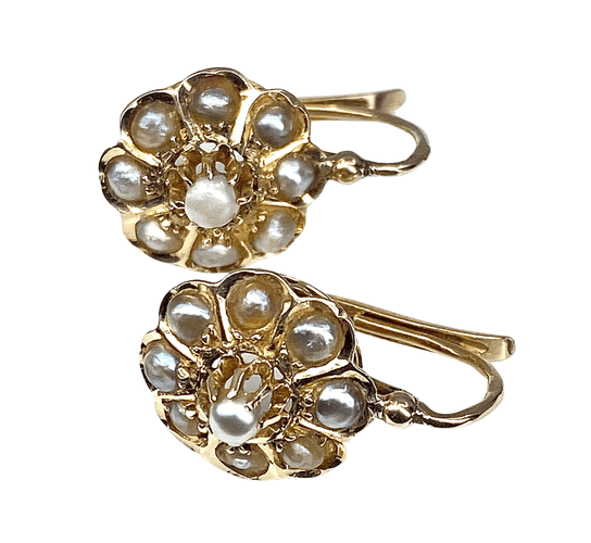 Boucles d'oreilles Boucles d’oreilles or jaune perles fines vers 1880 58 Facettes AB301