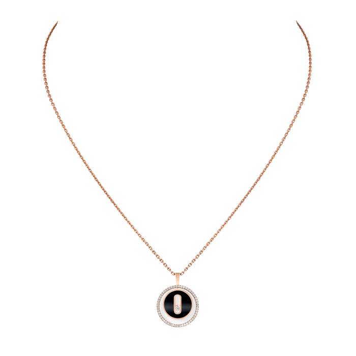 Collier Messika - Collier Lucky Move onyx/diamants Or rose 58 Facettes