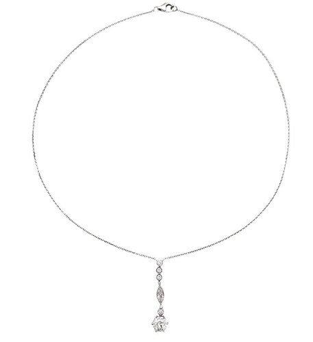 Collier Collier style Art Déco en or blanc platine et diamants. 58 Facettes 30602