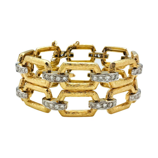 Bracelet Bracelet articulé or jaune et blanc, diamants. 58 Facettes 28487