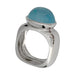 Ring 52 Square ring in white gold, aquamarine cabochon. 58 Facettes 30362