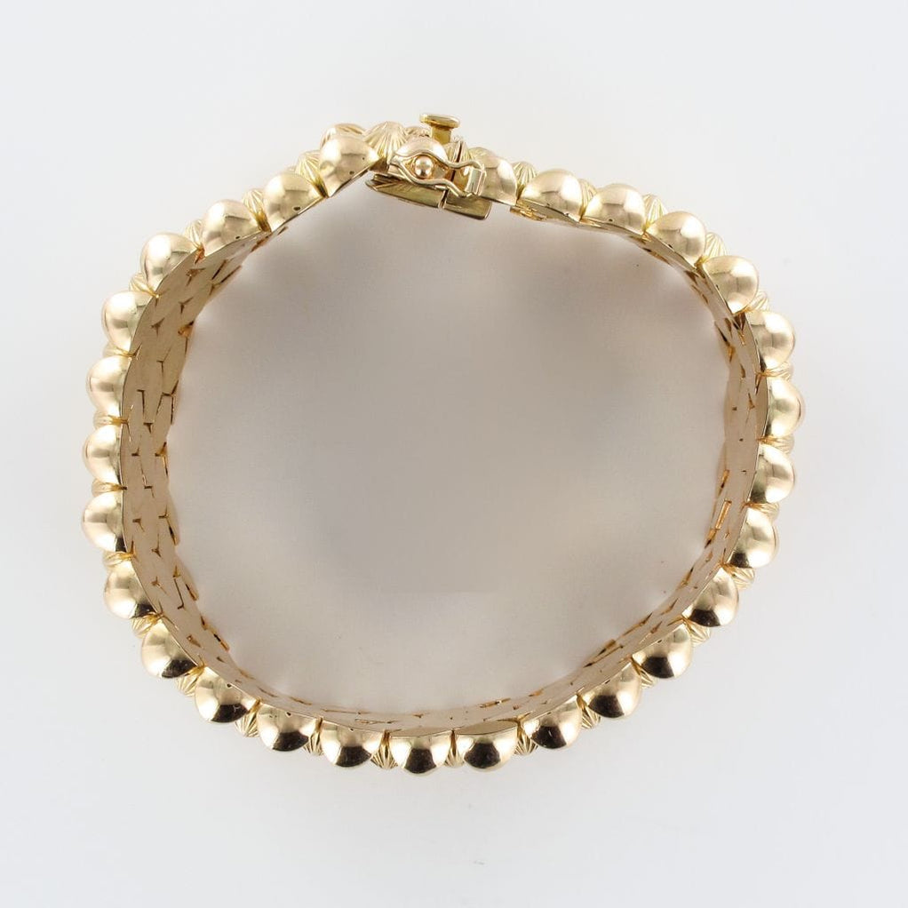Bracelet Réglable Or Nid D'abeilles Vintage - Bijou Ancien Patiné, Modèle 5013