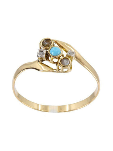 Bague BAGUE NAPOLÉON III TURQUOISE, PERLES ET DIAMANTS 58 Facettes 039081