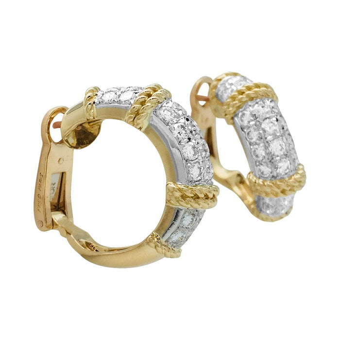 Boucles d'oreilles Boucles d'oreilles Fred, "Isaure", 2 tons d'or et platine, serties diamants. 58 Facettes 28387