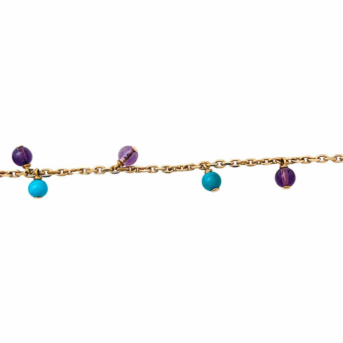 Cartier "Délices de Goa" necklace in yellow gold, amethyst, turquoises and diamonds.