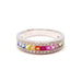 Ring 18-carat white gold ring with multicolored sapphires & diamonds 58 Facettes