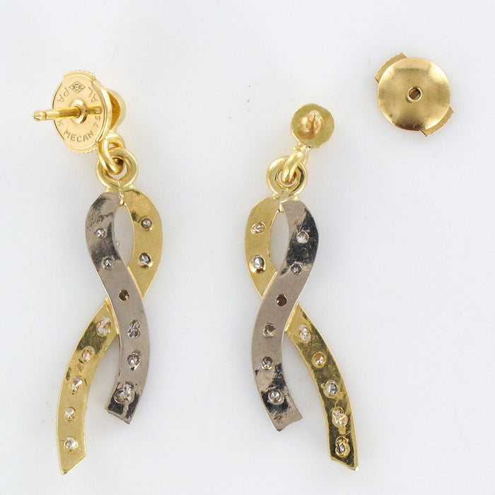 Boucles d'oreilles Boucles d'oreilles ruban d'ors et de diamants 58 Facettes 16-343