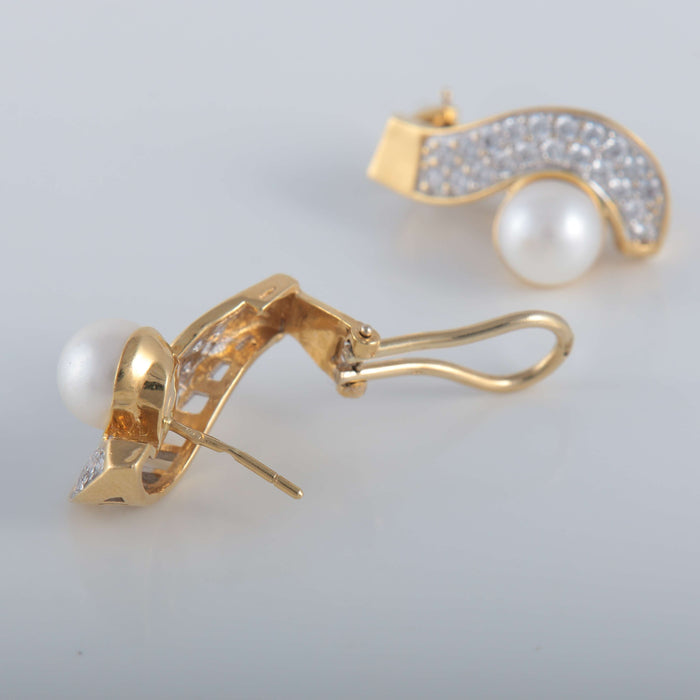 Boucles d'oreilles Boucles d'oreilles forme S Perles Diamants 58 Facettes 1