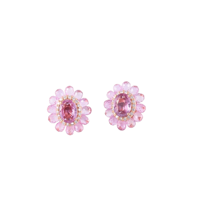 Boucles d'oreilles Boucles d'oreilles style Marguerite Saphirs roses 58 Facettes B1969