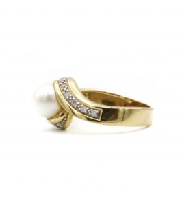 Bague 54 / Jaune / Or 750 Bague Perle Diamants 58 Facettes 220010SP