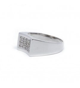 Bague 55 / Blanc/Gris / Or 750 Bague pavage Diamants 58 Facettes 210037R