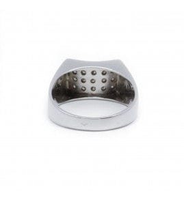 Bague 55 / Blanc/Gris / Or 750 Bague pavage Diamants 58 Facettes 210037R