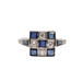 Ring Art deco style ring in platinum with diamonds and sapphires. 58 Facettes