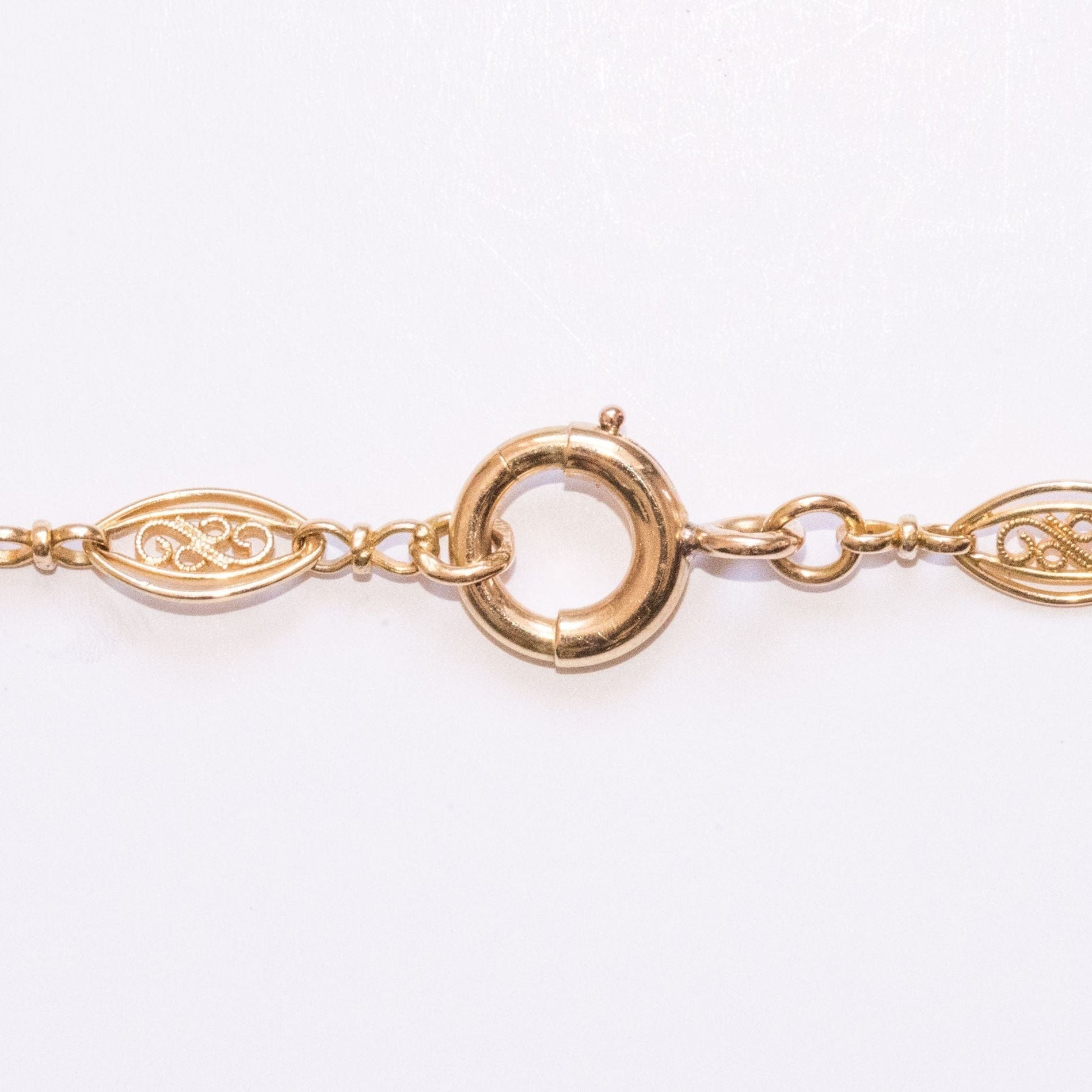 Collier Chaîne Plaqué Or Jaune Maillons Filigranés - Occasion, Sans Pierre, Référence K23
