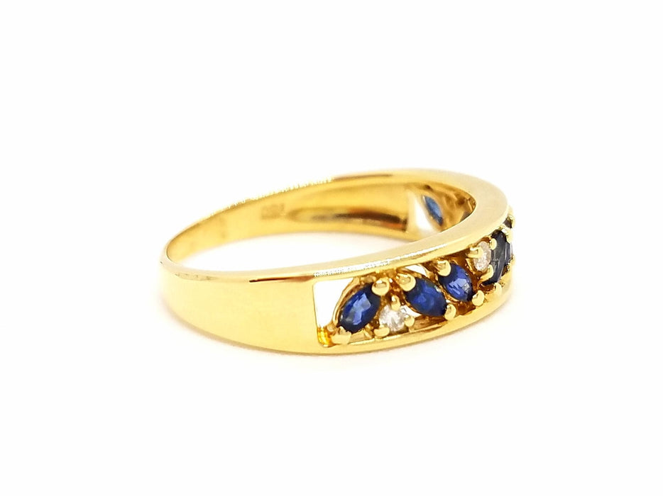 Bague 55 Bague Demie alliance Or jaune Saphir 58 Facettes 749301CN