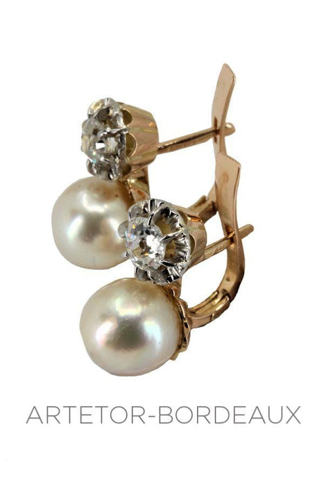 Boucles d'oreilles perles et diamants