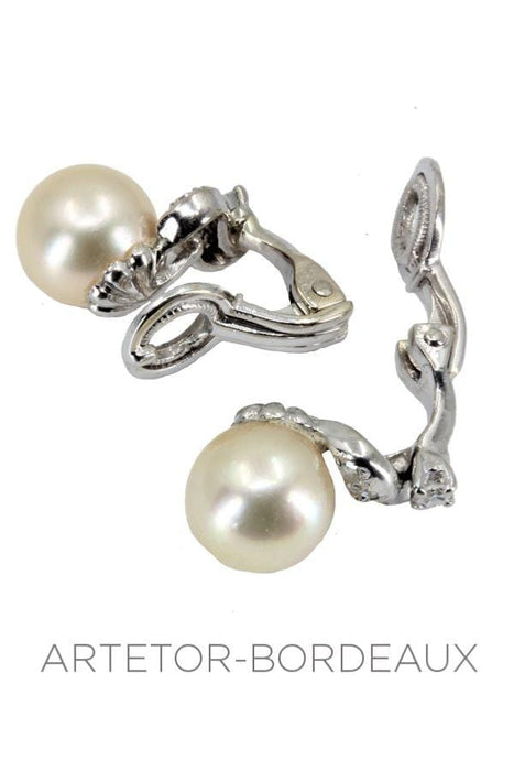 Boucles clips perles et diamants
