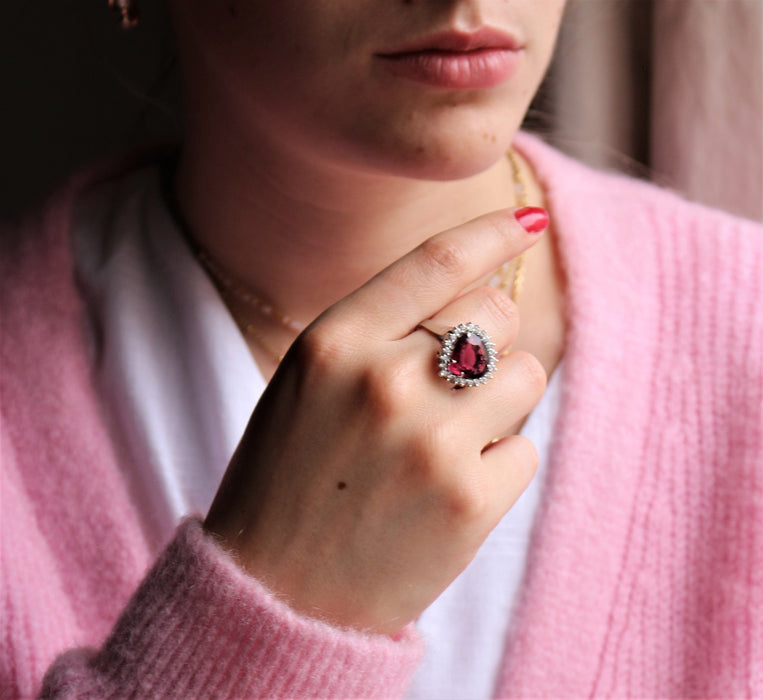 Bague Bague RUBELLITE et DIAMANTS 58 Facettes 383