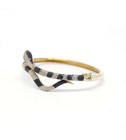 Bracelet Largeur : 6 cm / Or 750 Bracelet Serpent Diamants noirs et blancs 58 Facettes 200057R
