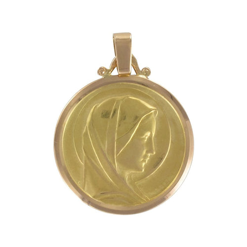 Pendentif Médaille Vierge Marie auréolée en or jaune et or rose 58 Facettes 19-491A