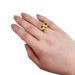 Ring 52 You and me ring in yellow gold and peridots. 58 Facettes 30392