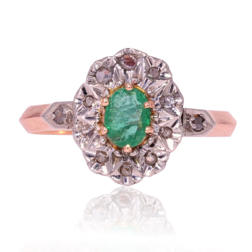 Bague 53 Bague ancienne pompadour émeraude diamants 58 Facettes 19-528-48
