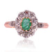 Ring 53 Old pompadour emerald diamond ring 58 Facettes 19-528-48