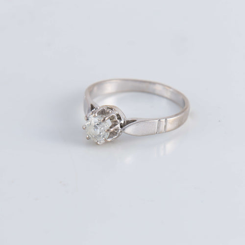 Bague 56 Bague Solitaire or gris Diamant 0.50ct 58 Facettes FM86