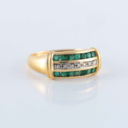 Bague 57 Bague Ligne Emeraudes Diamants 58 Facettes JE131