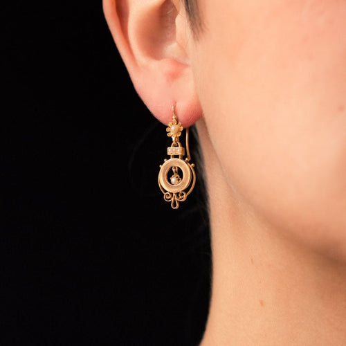 Boucles d'oreilles Boucles d'oreilles anciennes or rose perles fines 58 Facettes 19-577