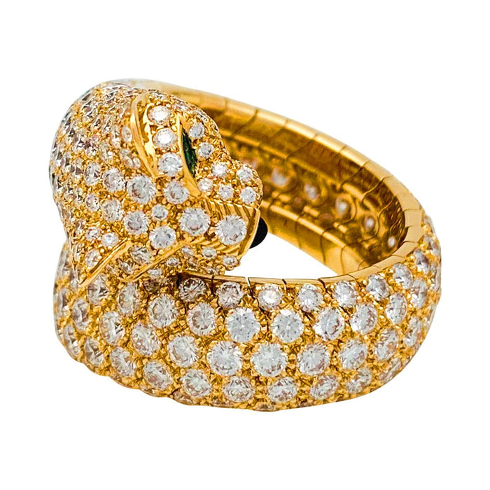 Bague 53 Bague Cartier "Panthère de Cartier" en or jaune, diamants, émeraudes et onyx. 58 Facettes 29384-1