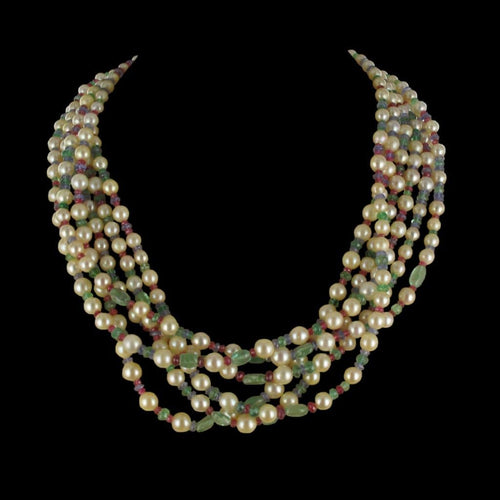 Collier Collier Perles, Emeraudes, Saphirs, Rubis et Spinelles 58 Facettes 03-134-4188853
